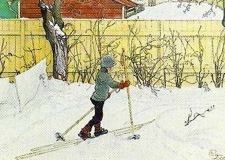 Carl Larsson falugarden-esbjorn pa skidor oil painting image